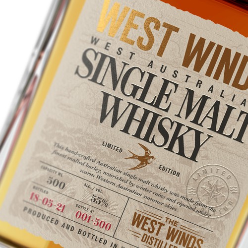 Premium Bottle Label for 12 Year Old Single Malt Bourbon Cask Whisky Design by Saverio Wongher ™