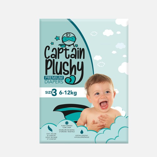 Packaging for playful baby diapers brand Design by Gergana ♥