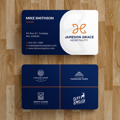 Create a modern and clean business card for a parent company with 4 subsidiaries Design by Roni_