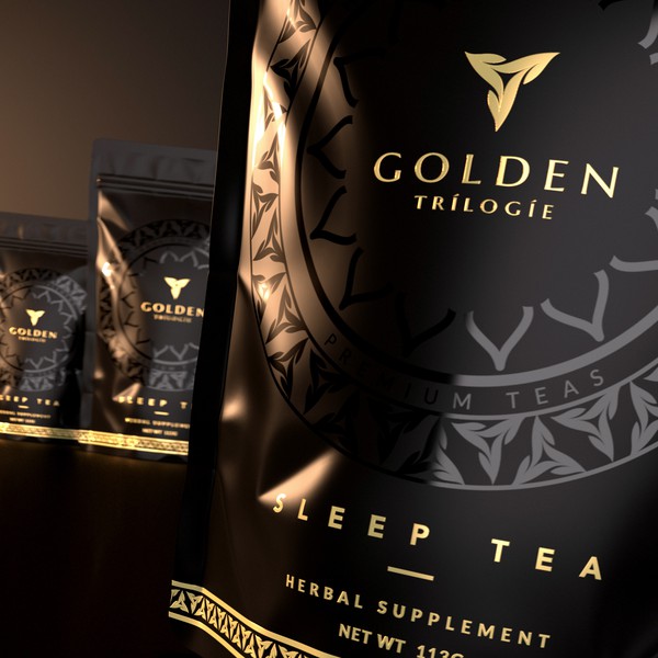 Luxury pouch design with gloss on matt with embossed gold