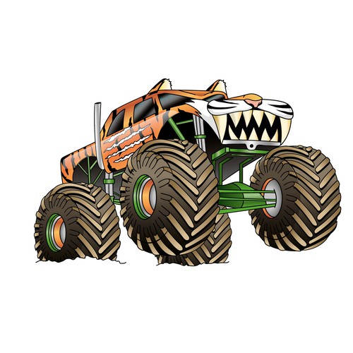 Monster truck illustration  birthday party theme for kids