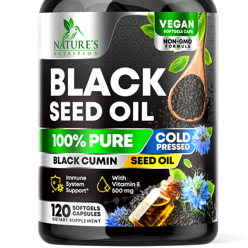 Natural Black Seed Oil Design Needed for Nature's Nutrition Design by rembrandtjurin