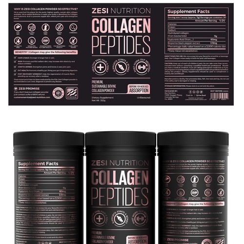 Design an attention grabbing, modern label for our collagen supplement Design by Imee008