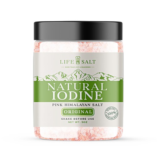 Label for Natural Iodine Pink Himalayan Salt that is fused with Seaweed Design by Design_byMe