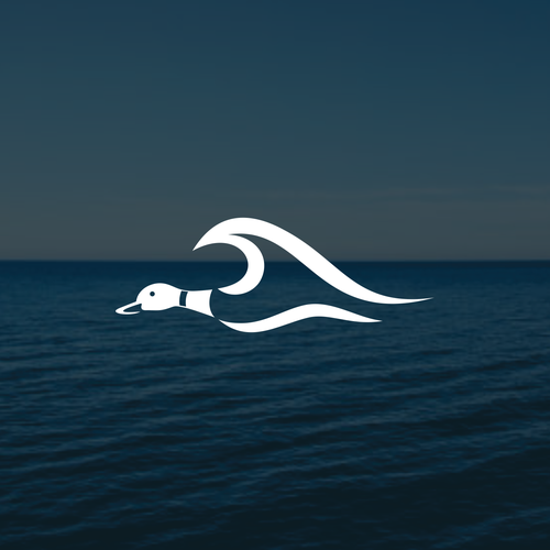 Coastal lifestyle brand featuring a mallard duck and wave, appeal to outdoor enthusiasts and surfers Diseño de muuter