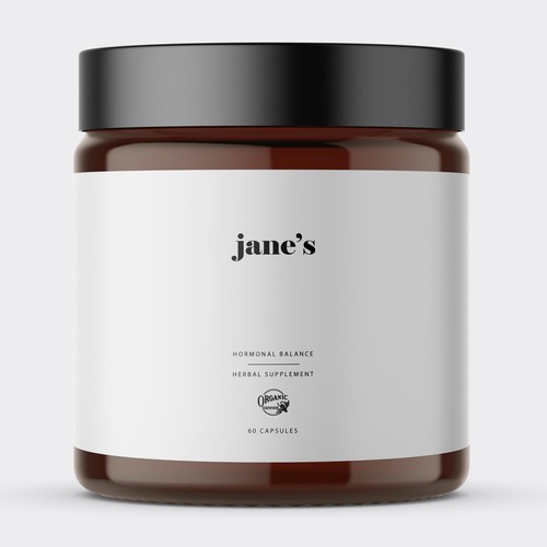 Minimal supplement label design Design by Lady Goga