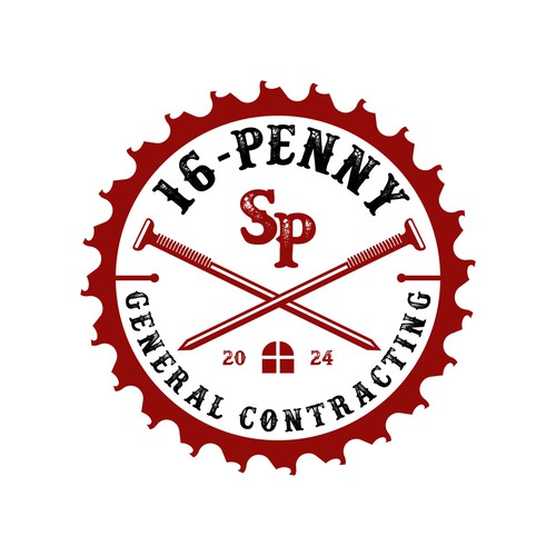 "16-Penny" Vintage Badge-Style Construction Logo Design by AlarArtStudio™