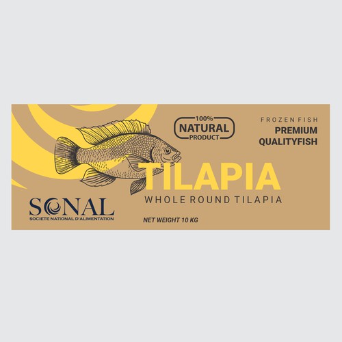 TILAPIA MASTER CARTON WITH YELLOW BACKGROUND Design by Moi_Designers