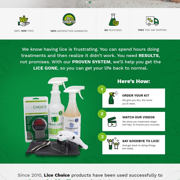 Design réalisé par Prismonline ⭐️⭐️ et intitulé "Home Page of  Lice Choice website"