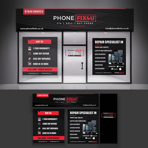 PhoneFix4u.co.uk Phone repair Shopfront Design Design by Zootpoint