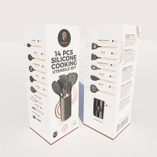 We need the best packaging for our Silicone Cooking Utensils Set Design by OrcaDev