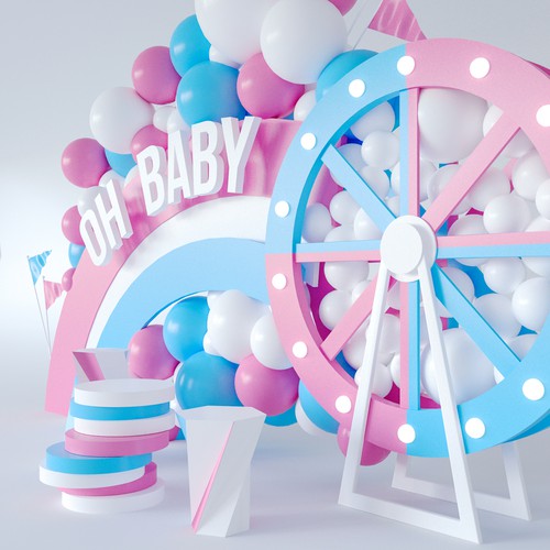 Create an elegant creative gender reveal backdrop prop Design by VizWizard