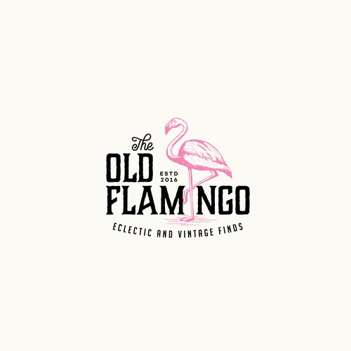 Create hip logo for THE OLD FLAMINGO that specializes in eclectic, vintage, upcycled furniture finds デザイン by Spoon Lancer