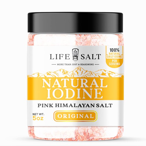 Label for Natural Iodine Pink Himalayan Salt that is fused with Seaweed Design by Design_byMe