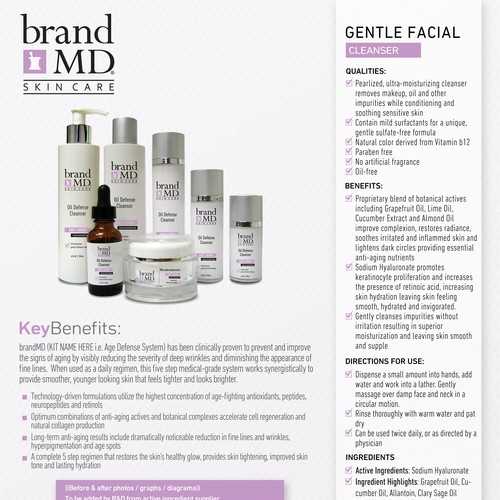 Skin care line seeks creative branding for brochure & fact sheet Réalisé par stijncoppens