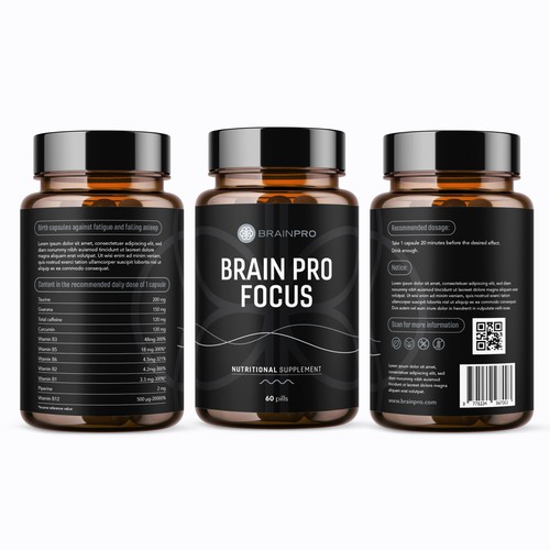 Design a product label for a bio hacker brand - Brain Pro Design by rizal hermansyah