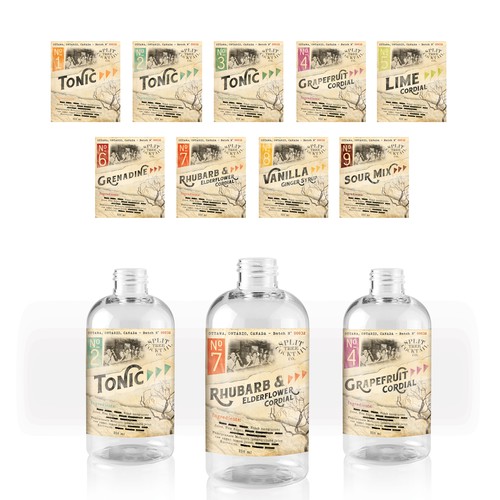 Create a custom group of labels for cocktail mixes! Design by 20139gph