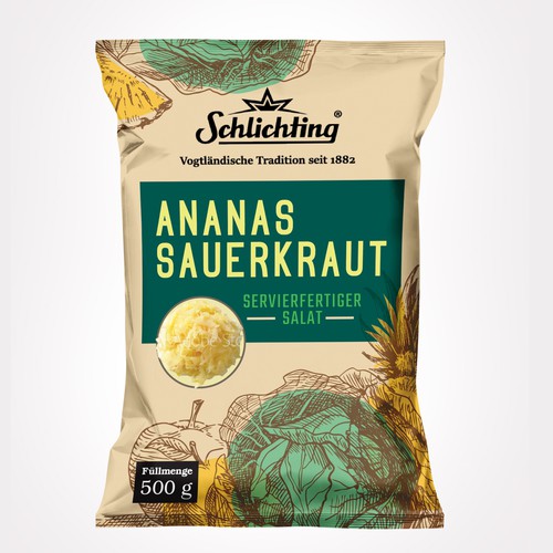 Diseño de Stayin alife - Refresh an old fashion package for Salad with Sauerkraut, Pineapple and Apple de Jena-288