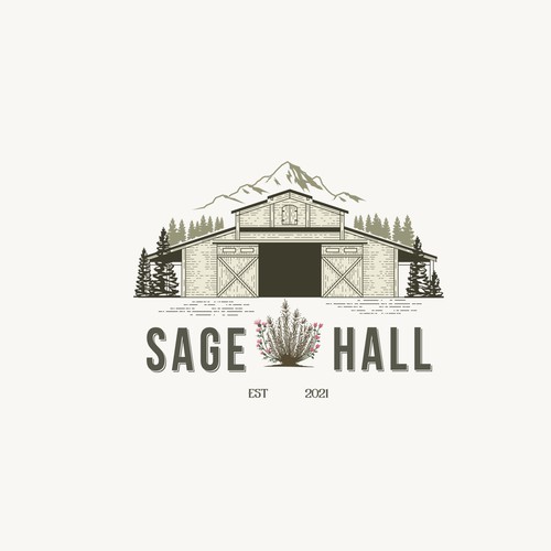 Sage Hall - Country Swing Dance & Wedding Venue Logo Design by gatro