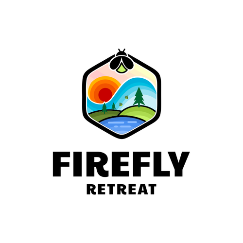 hidra ✅さんのFirefly Retreat. Fun logo inspiring families to explore the outdoors!デザイン