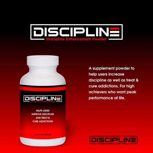 Product logo for discipline enhancing & addiction treatment supplement powder. Design by eonesh