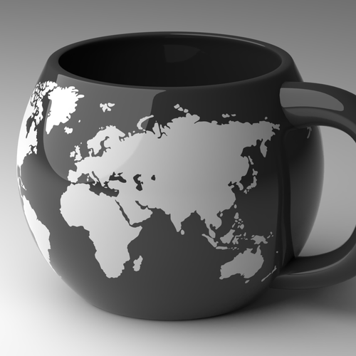 3 d model of a unique mug design, blender render