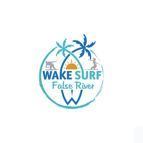 Edgy/sophisticated wake surf logo for a female/male group of wake surfers that embody a luxury life. Nothing predictable Design by Monk Brand Design