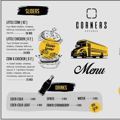 Design the Yellow bus Menu Design by Glitz Creation2020