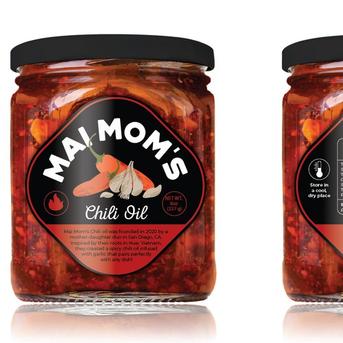 Eye catching packaging label for spicy chili oil jar Design by migoibonmat