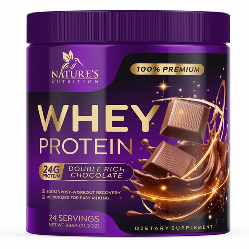 Tasty Whey Protein Chocolate Design Needed for Nature's Nutrition Design réalisé par GenScythe