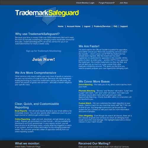 website design for Trademark Safeguard Design von Peef.pl