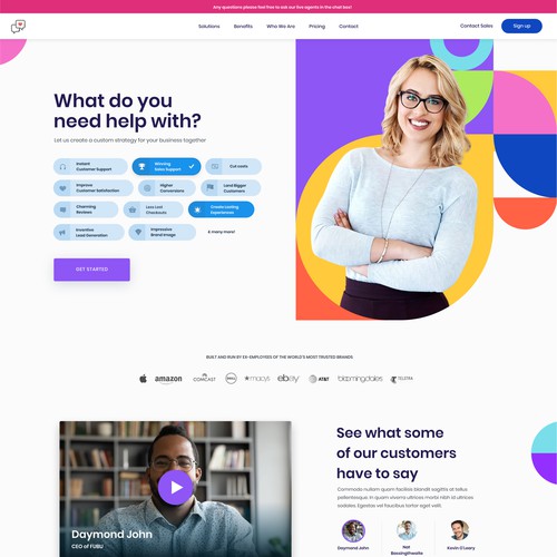 Create an enticing and user and human centric website design for a live chat support service company Design by Ena J