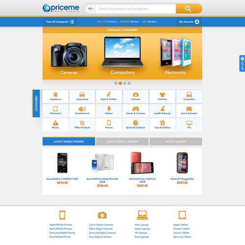 New homepage for popular Price Comparison site Design by Gerardo Betancourt