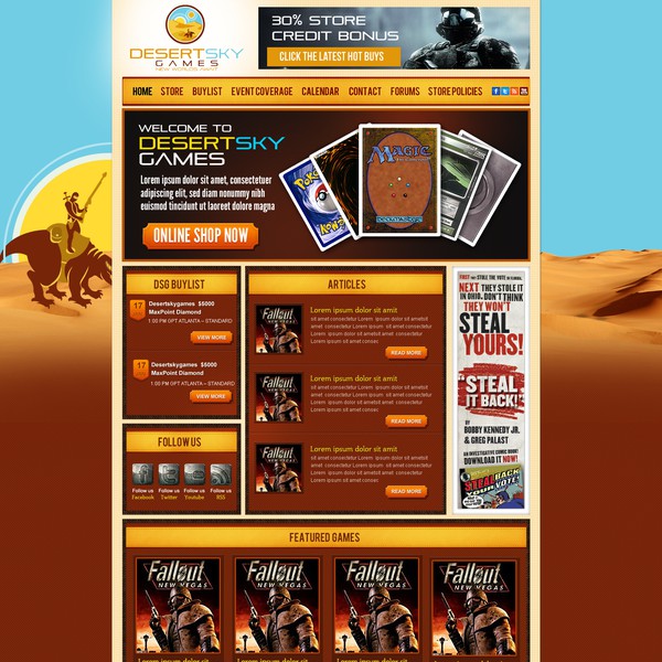 Design realizzato da satyam creations intitolato "Create the next website design for Desert Sky Games"
