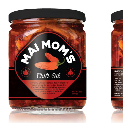 Eye catching packaging label for spicy chili oil jar Design by migoibonmat