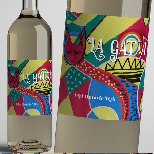 New fun "cat" wine label for female consumers Design by Windmill Designer™