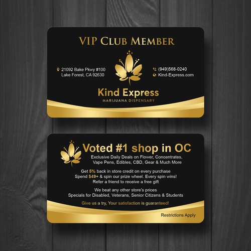 a VIP membership card/business card for a marijuana dispensary Design by PAPRI802030
