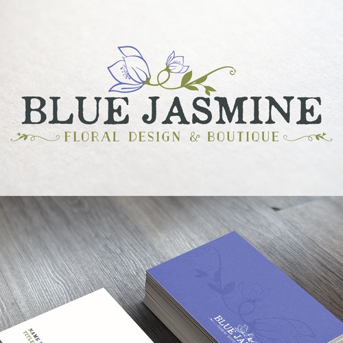 LOGO & BUSINESS CARD DESIGN FOR BLUE JASMINE LLC FLORAL DESIGN AND BOUTIQUE Design by Cit