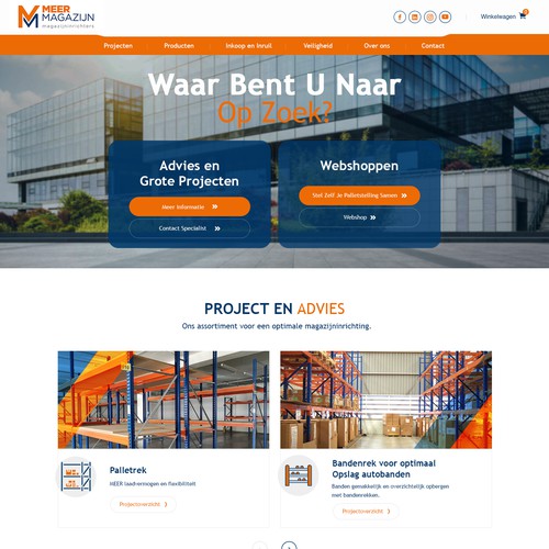 Creative website templates for a leading pallet racks company_ Meermagazijn Design by Adventix