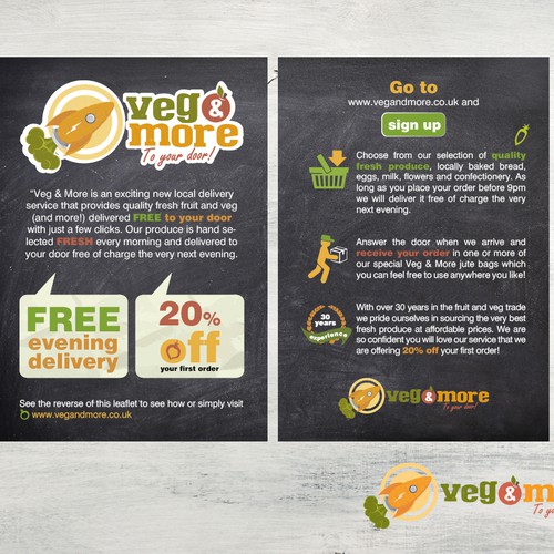 Veg & More needs an eye catching leaflet design! Design by Vickykoump