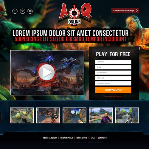 Landing page for an online game (Guarenteed) Design by Mithum