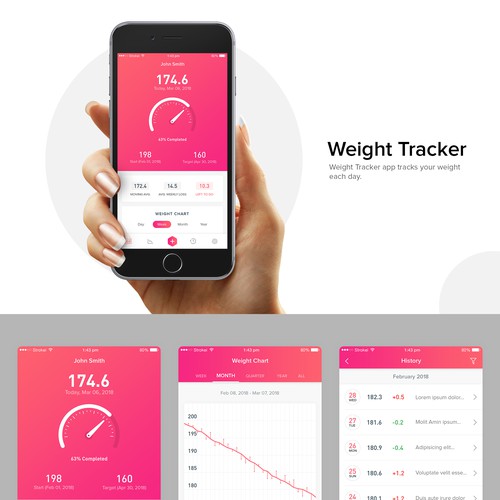 Design simple, professional UI for a Weight Tracker app Design by Andy Miller