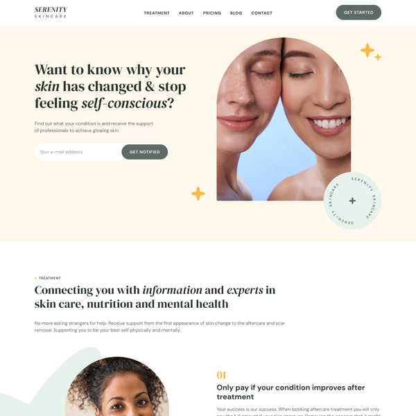 Design by UI/UX Julia titled "Homepage design for a Skincare/Wellness company"