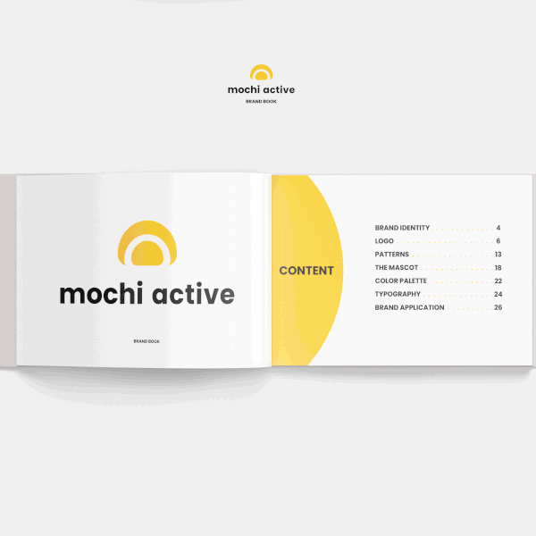 Brand book for Mochi Active kids' clothing brand