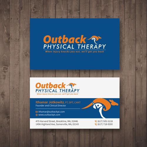 Business card for 2 clinic physical therapy office Design by Tcmenk