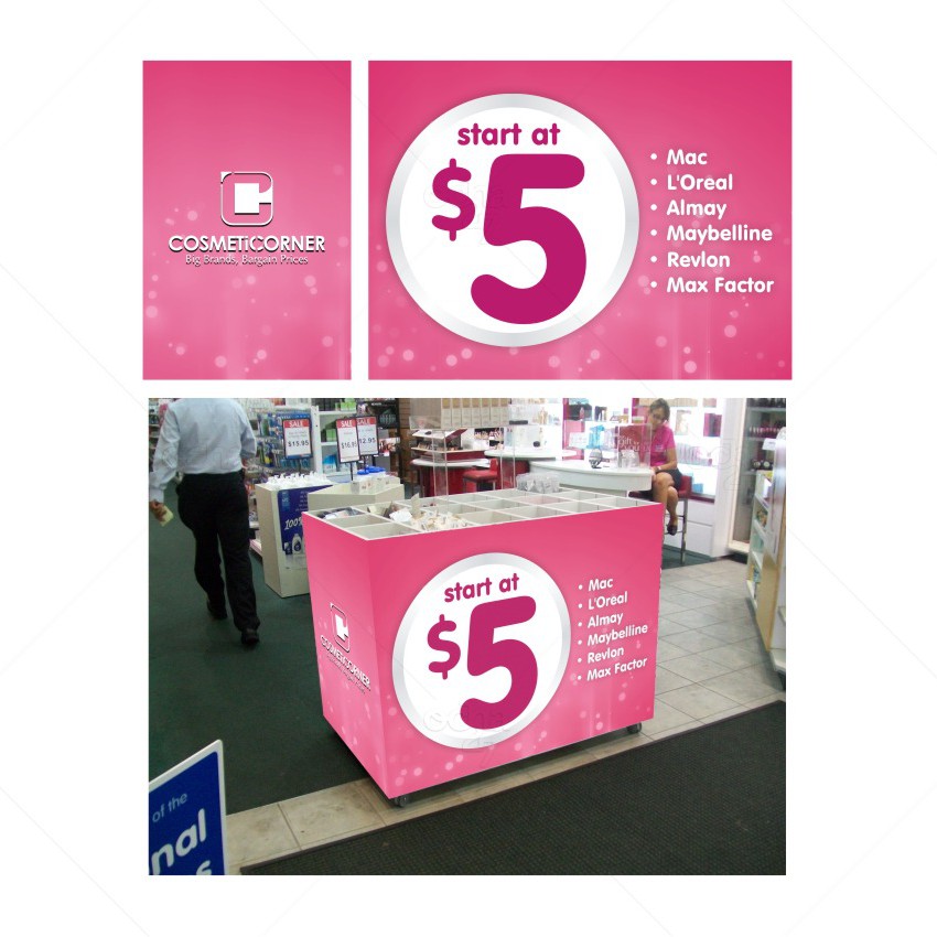 Pop-up logo with the title 'Design for Cosmetic Corner'