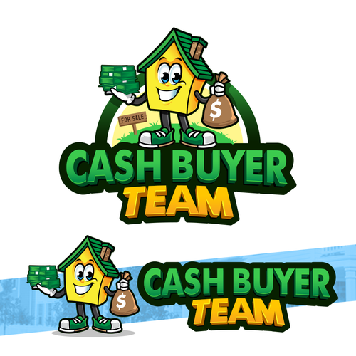 House cartoon mascot logo holding cash | Logo design contest | 99designs