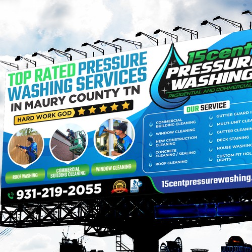 Modern Pressure Washing Billboard Design by Sketch Media™