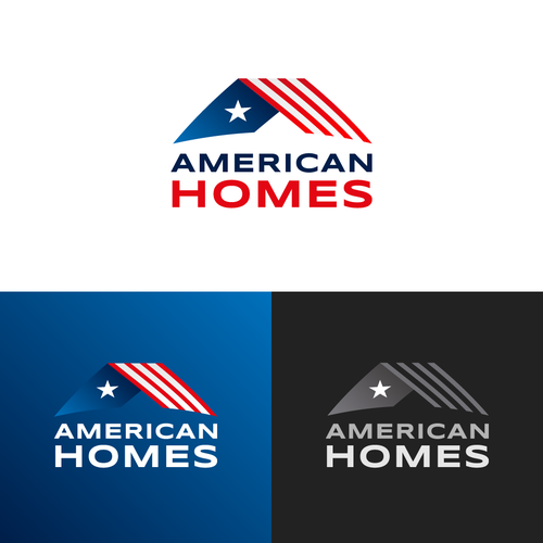 Design a powerful logo for real estate with American flag. Diseño de Gabriel @baraestudio