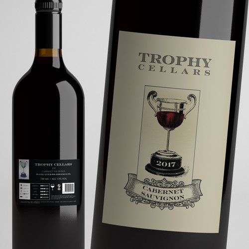 ***Bring the vision to LIFE *** TROPHY Wines - CATCHY MODERN WINE LABEL - have a look at attached guide files! Ontwerp door Windmill Designer™